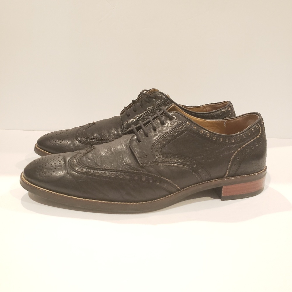 Cole Haan Grand.OS Men's Wingtip Dress Shoes Black Leather Brogue Oxfords Size10